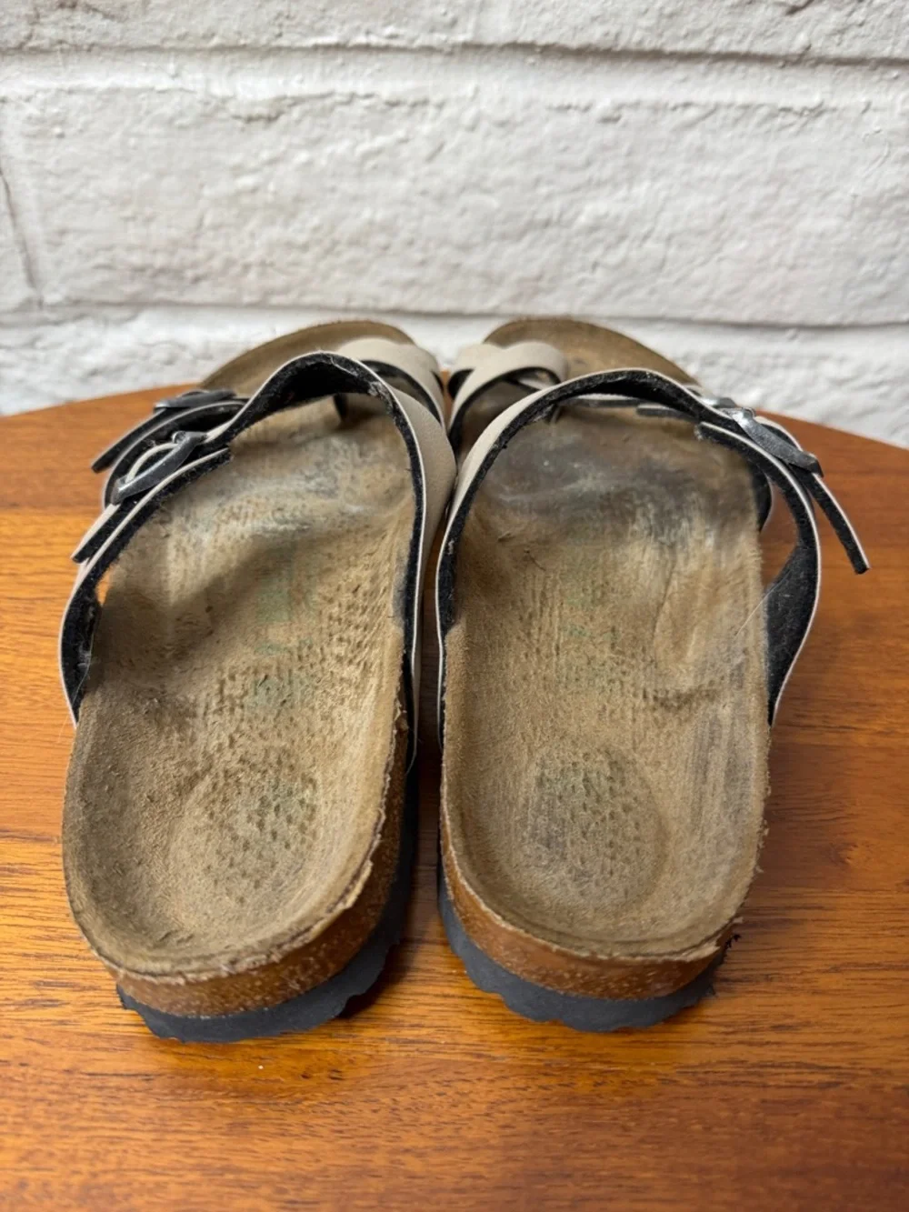 Birkenstock Mayari Neutral Beige wear on Footbed